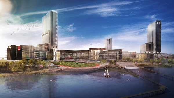 Image Copyright: Under Armour. A rendering of the future 50 acre Under Armour HQ Campus at Port Covington, Baltimore. 